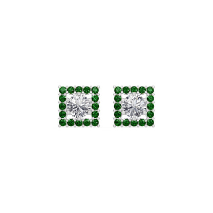 Square Emerald  Bloom Earring