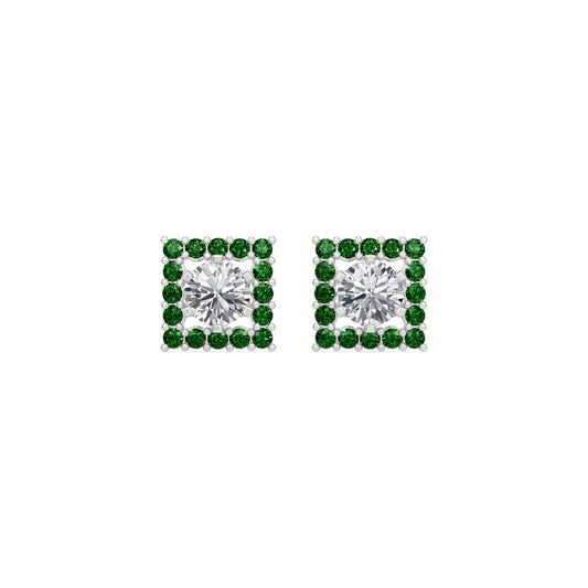 Square Emerald  Bloom Earring