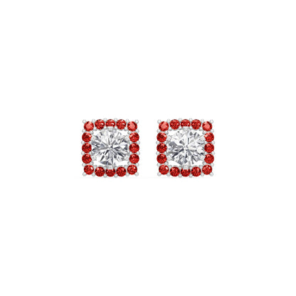 Square Ruby Bloom Earring