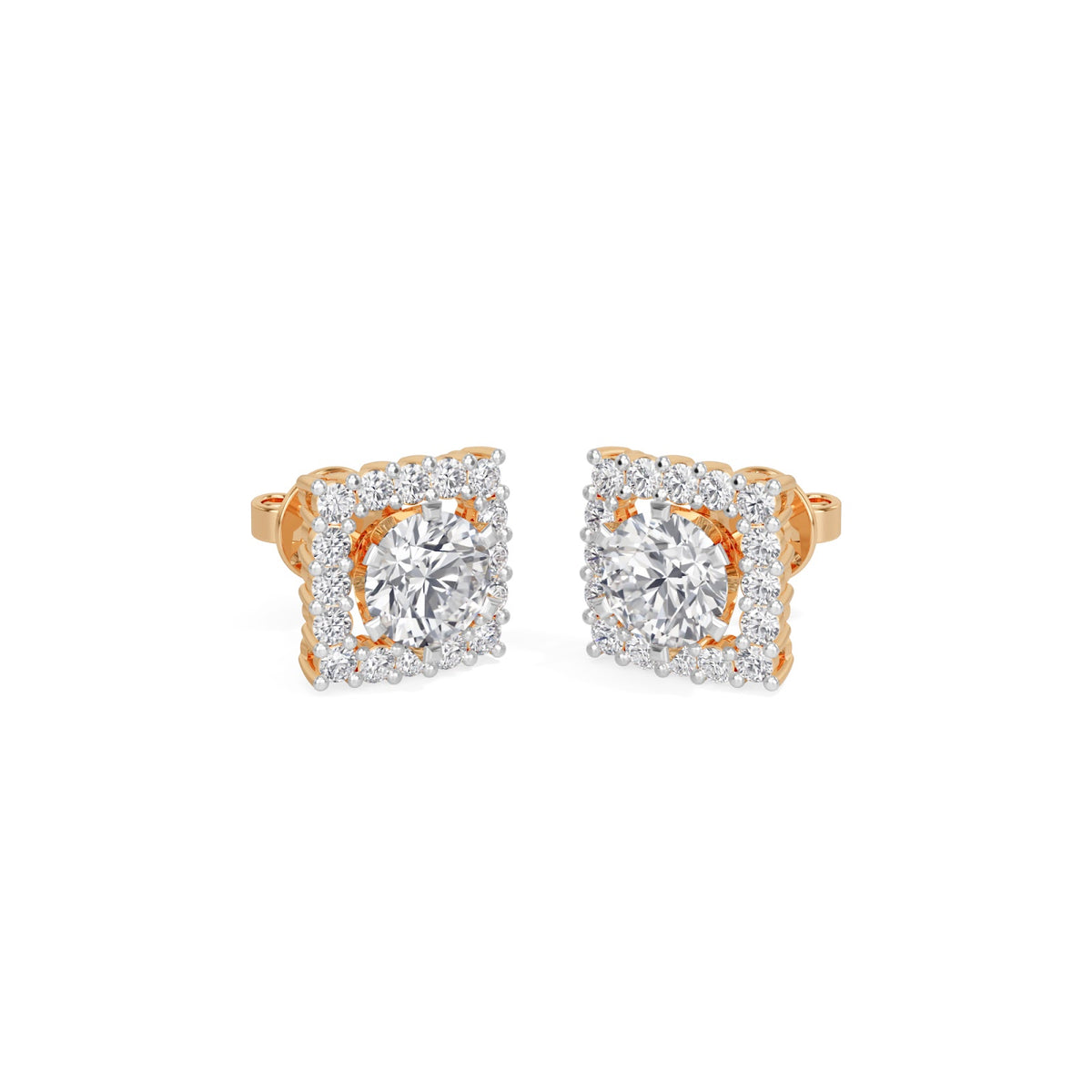 square halo solitaires earring