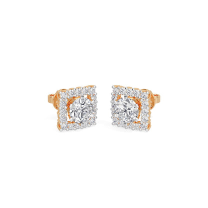 Square Halo Solitaires Earring