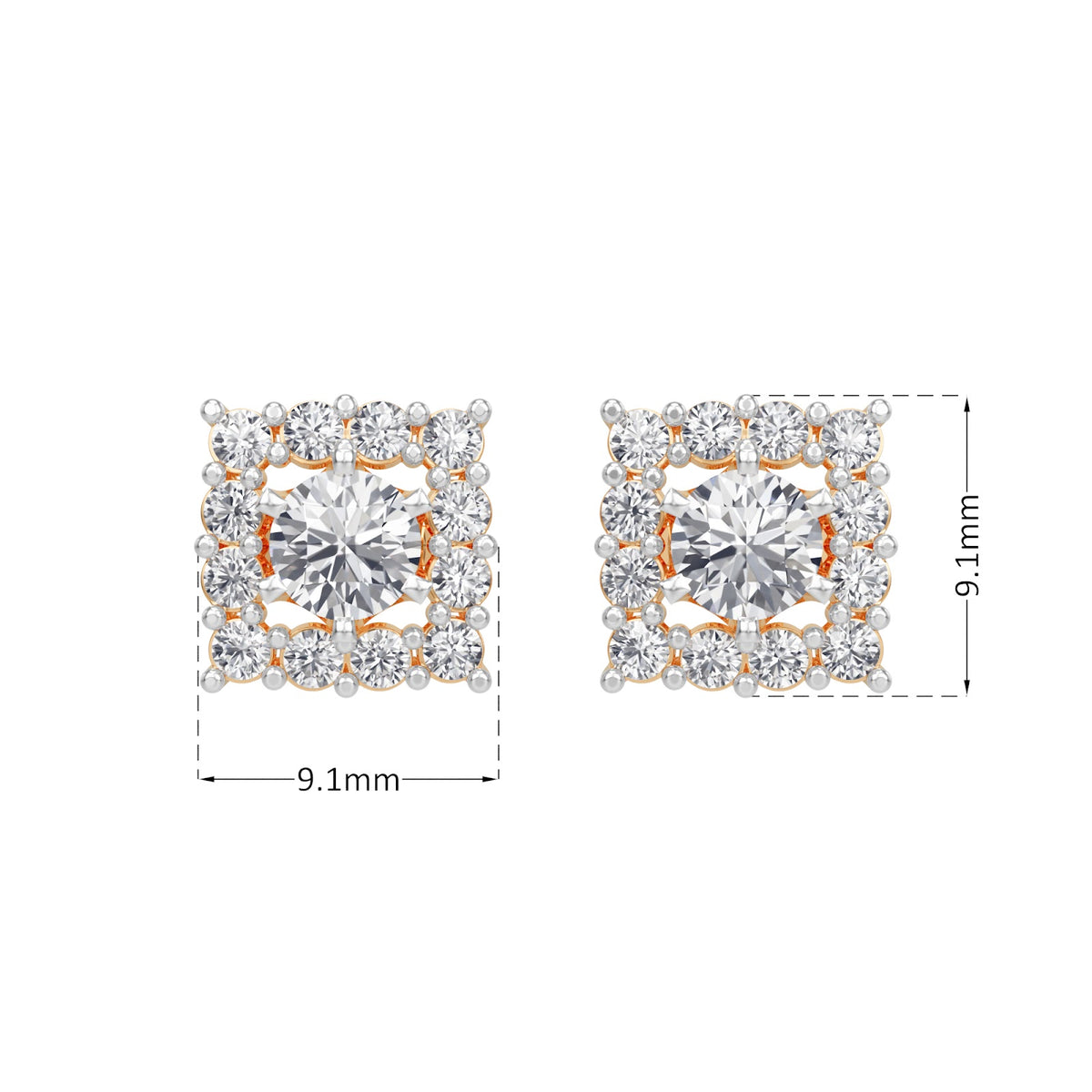 square halo solitaires earring