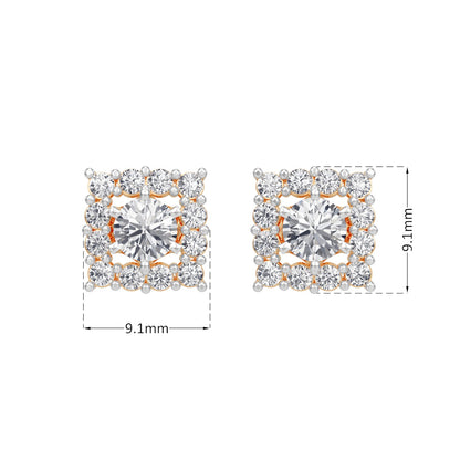 Square Halo Solitaires Earring