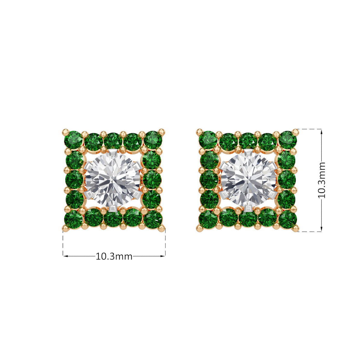 square emerald bloom earring