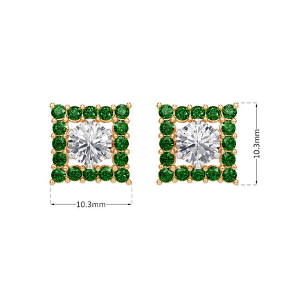 Square Emerald Bloom Earring