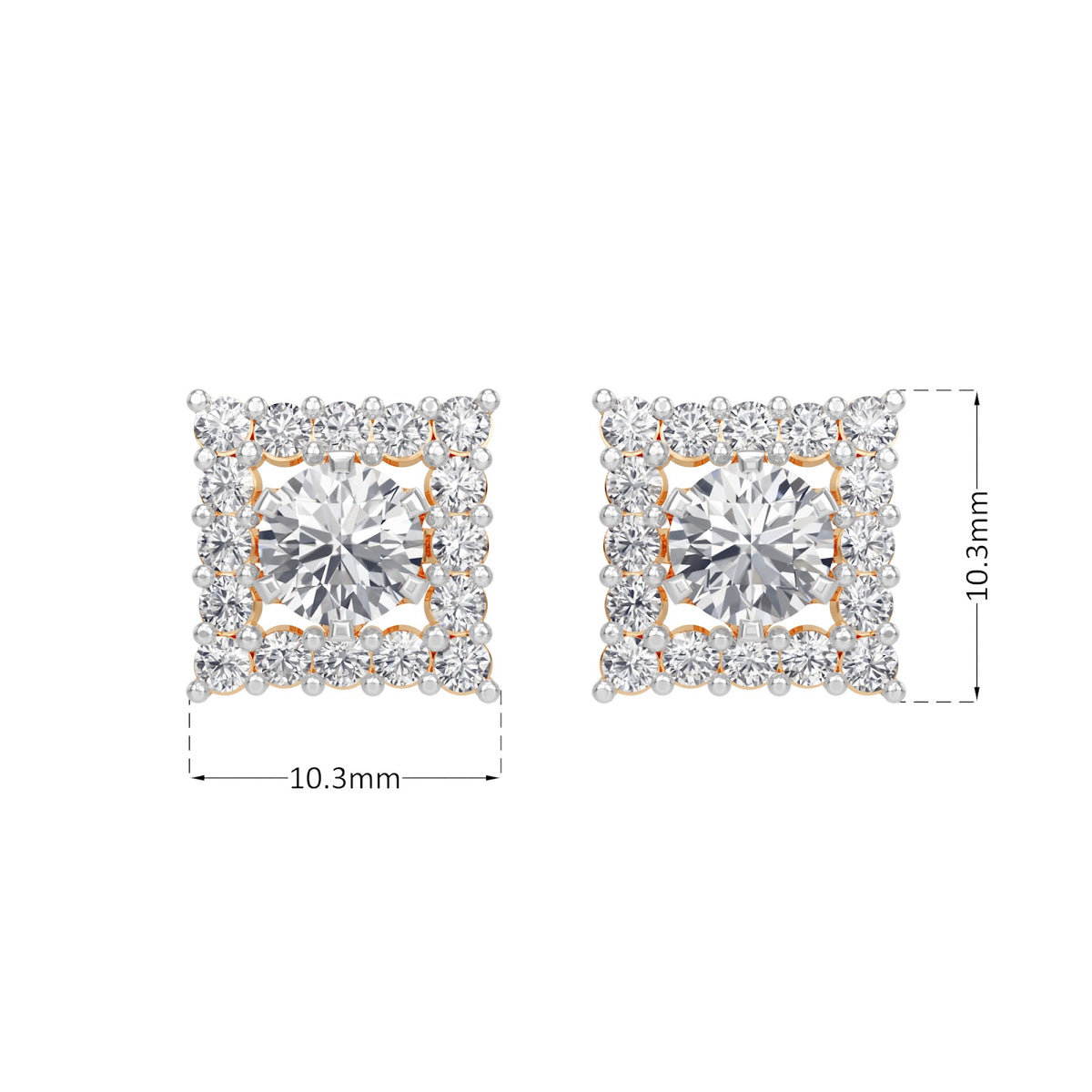 square halo solitaires earring
