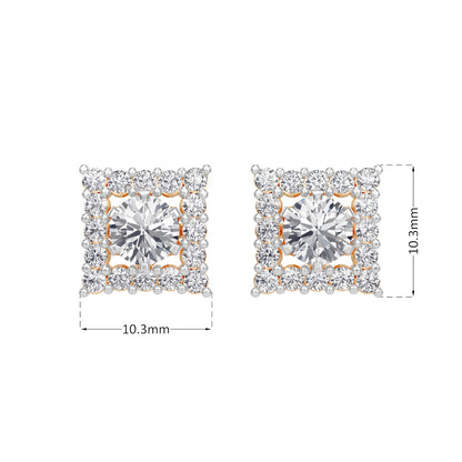Square Halo Solitaires Earring