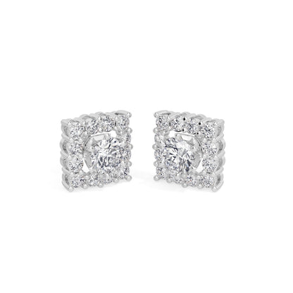 Square Halo Solitaires Earring