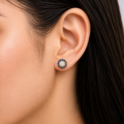 Sapphire Halo Earring