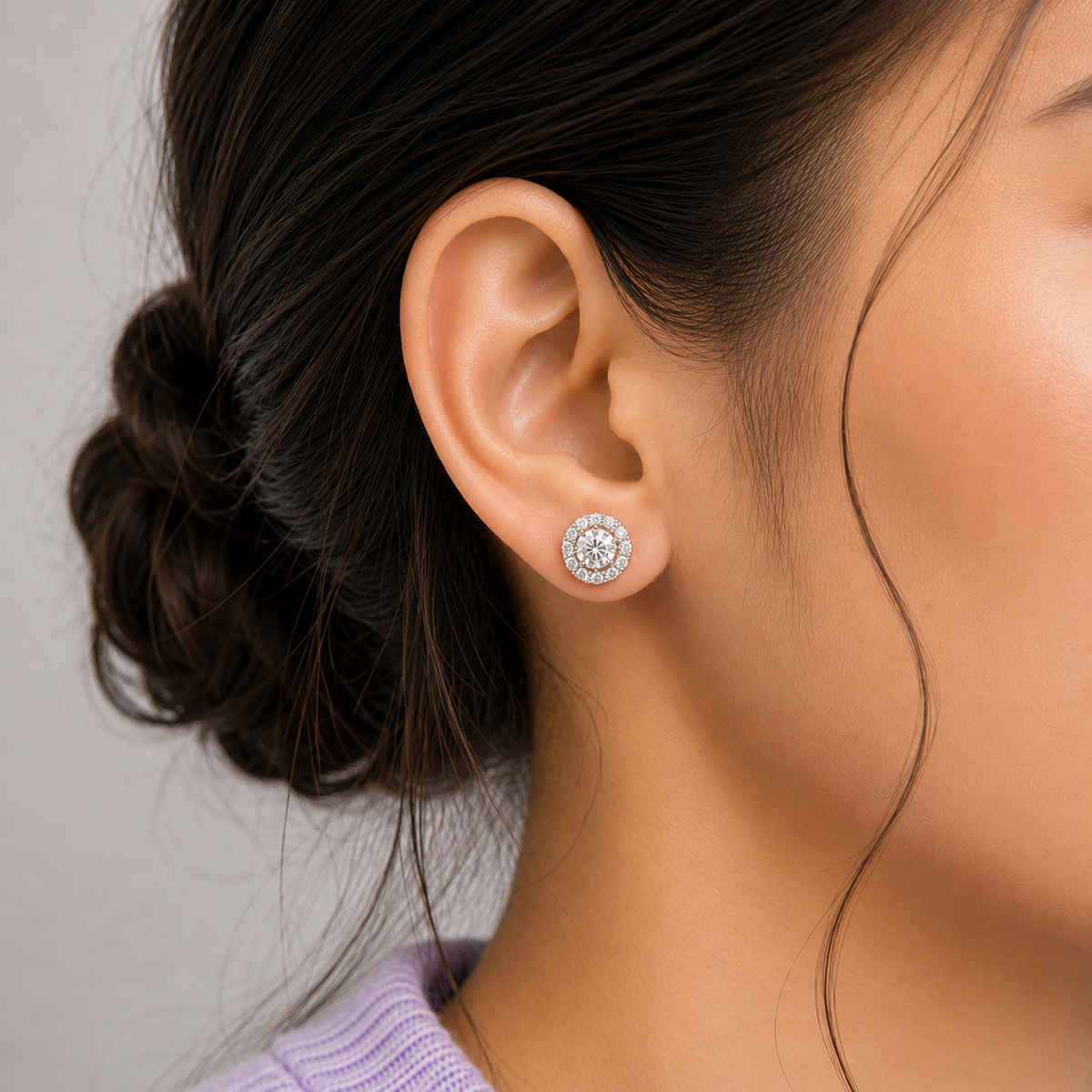 classic halo solitaires earring