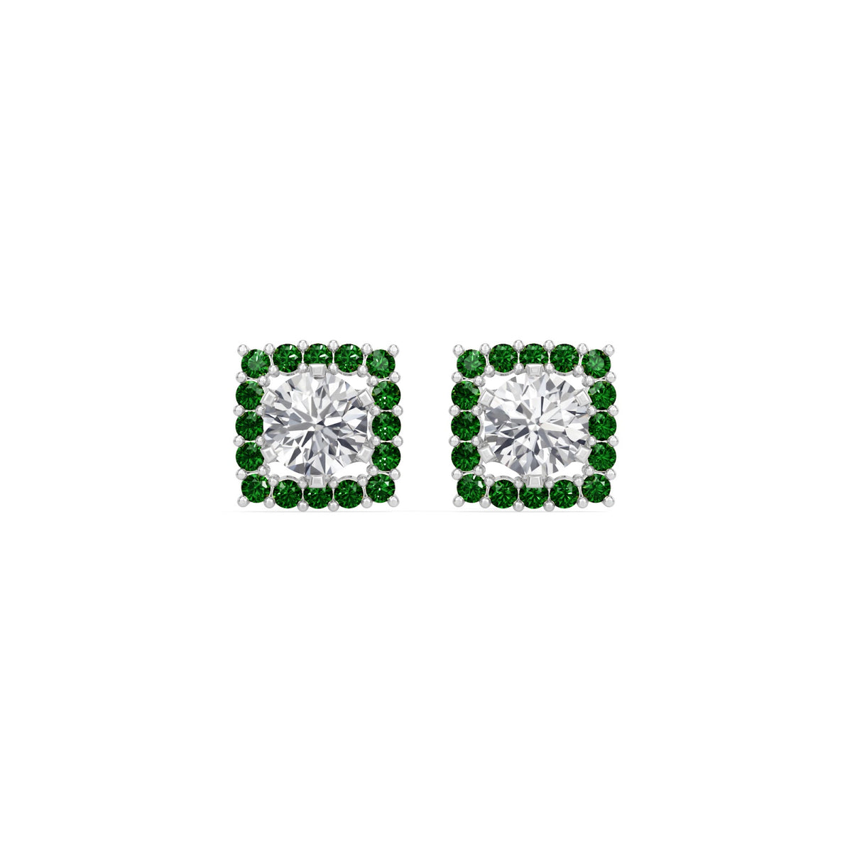 square emerald bloom earring