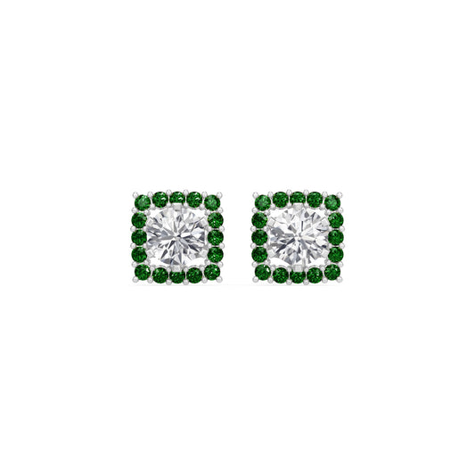 Square Emerald Bloom Earring