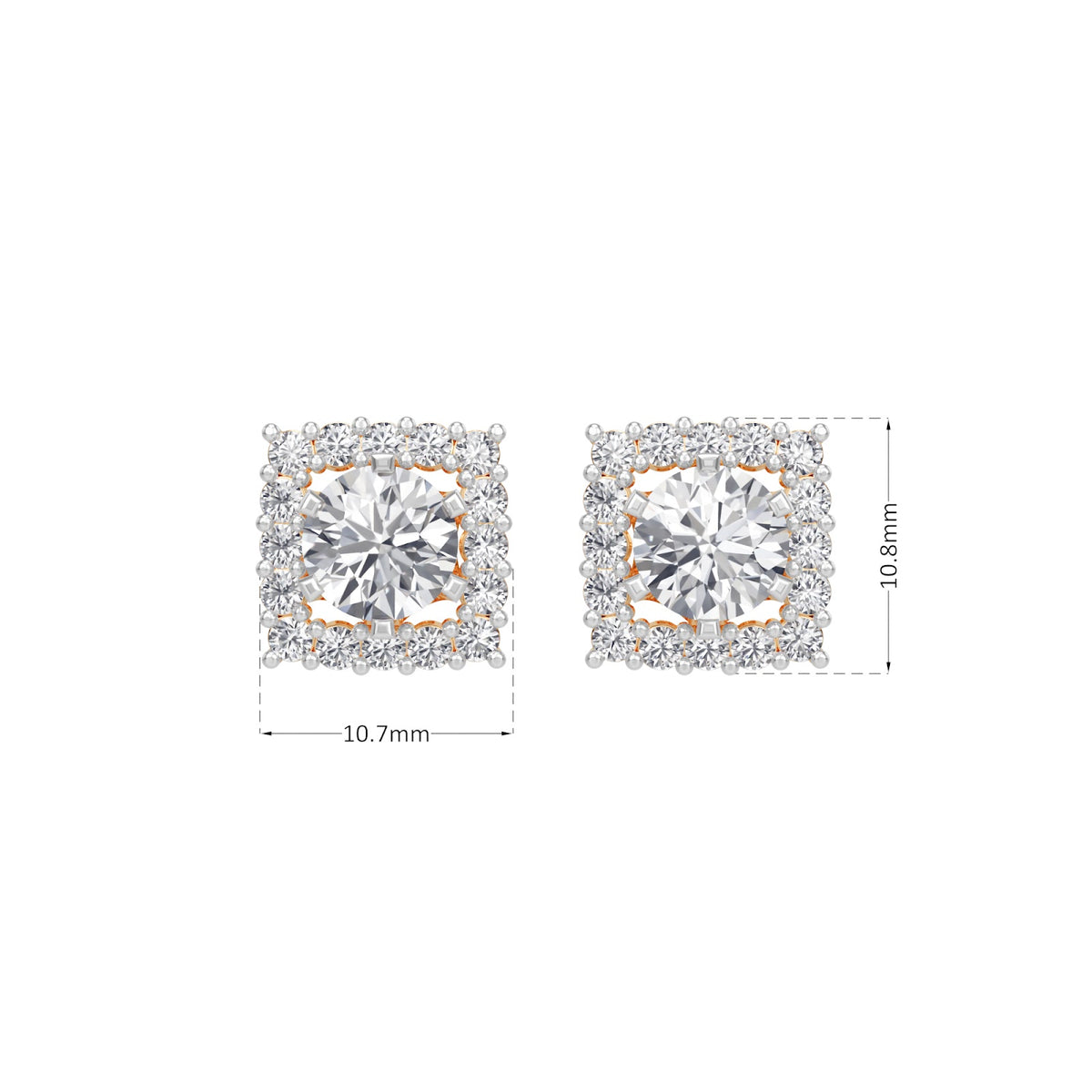 square halo solitaires earring