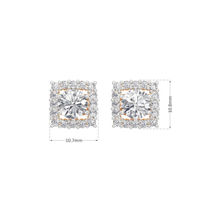 Square Halo Solitaires Earring