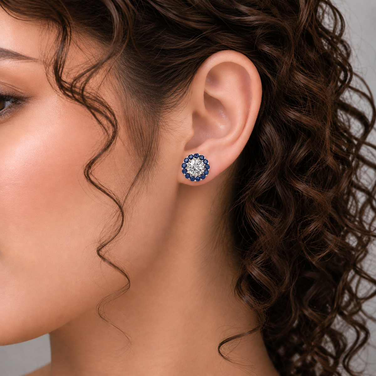 sapphire halo earring