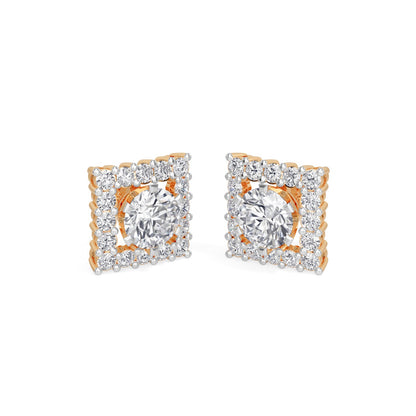 Square Halo Solitaires Earring