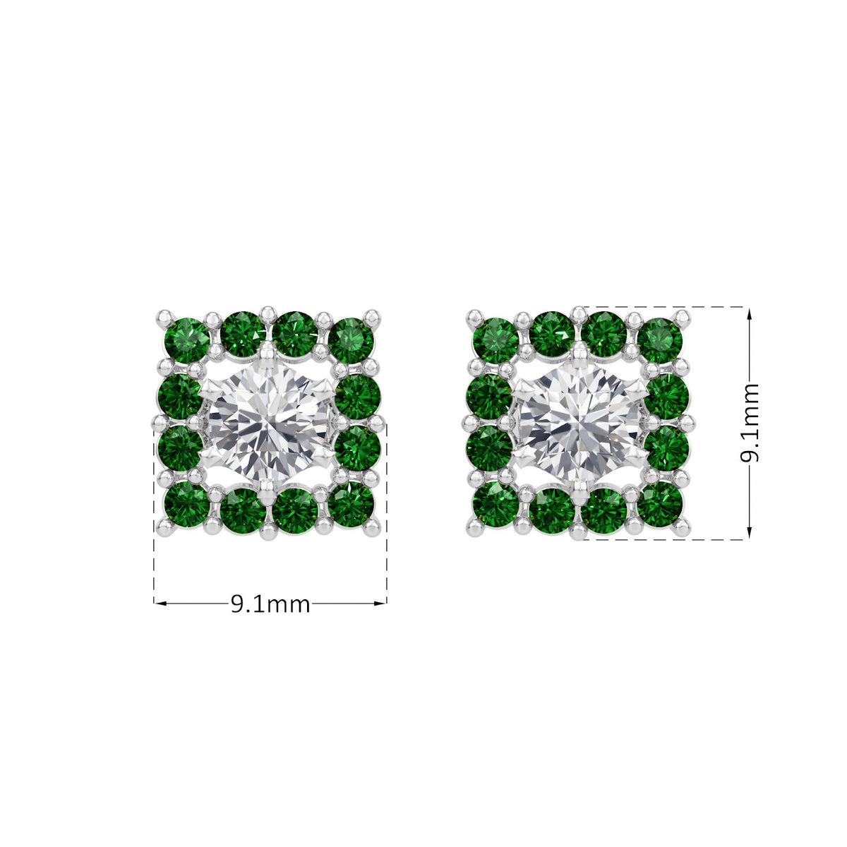 square emerald bloom earring