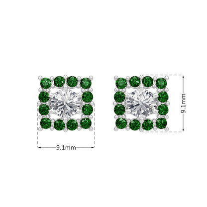 Square Emerald Bloom Earring