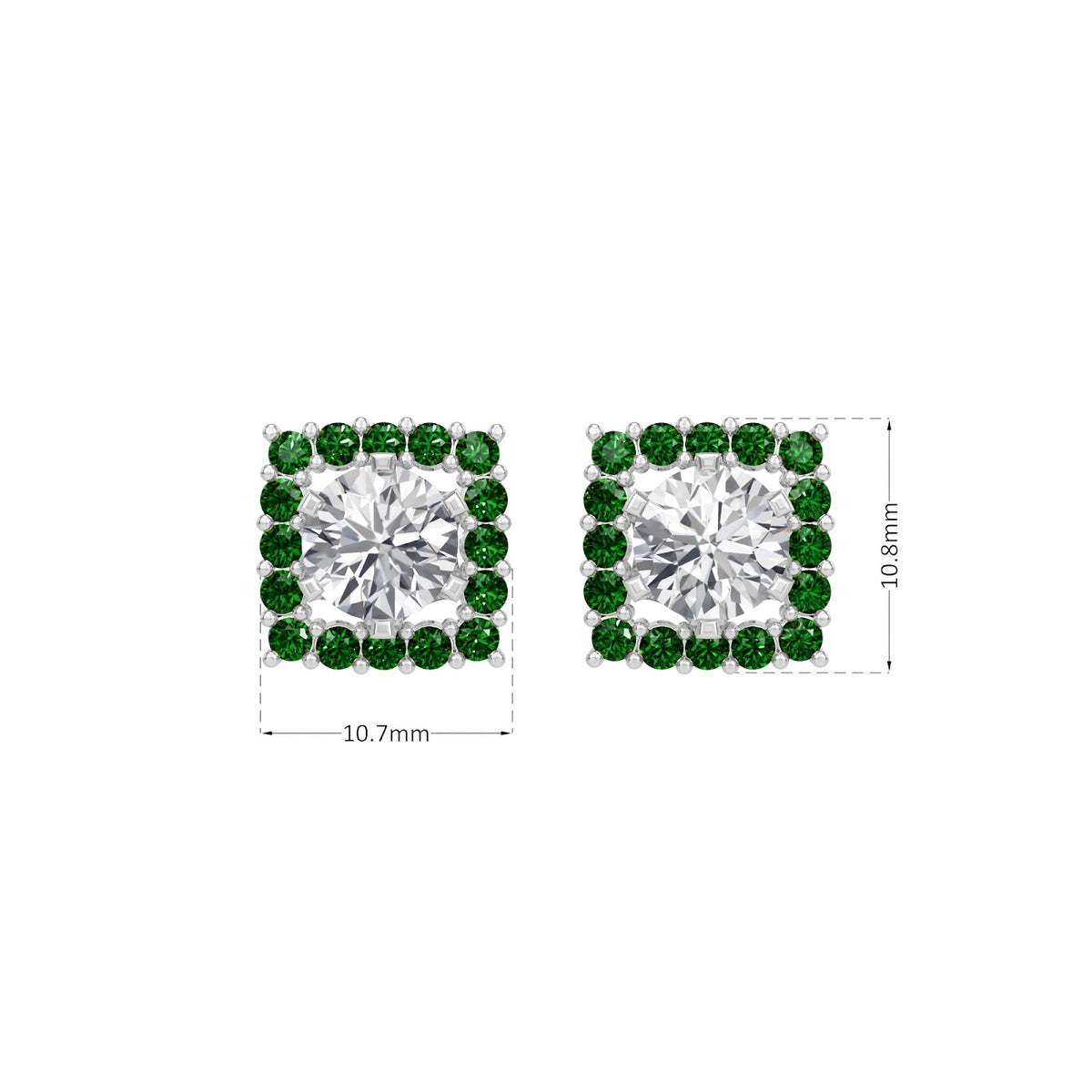 square emerald bloom earring