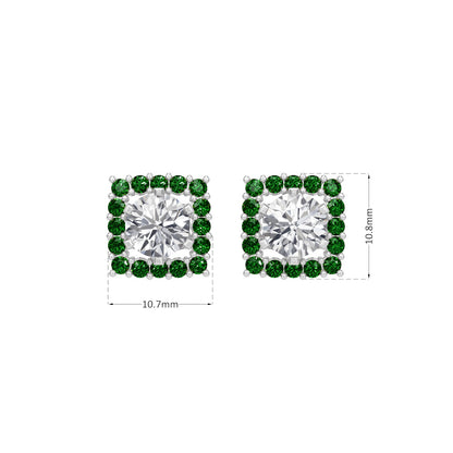 Square Emerald Bloom Earring