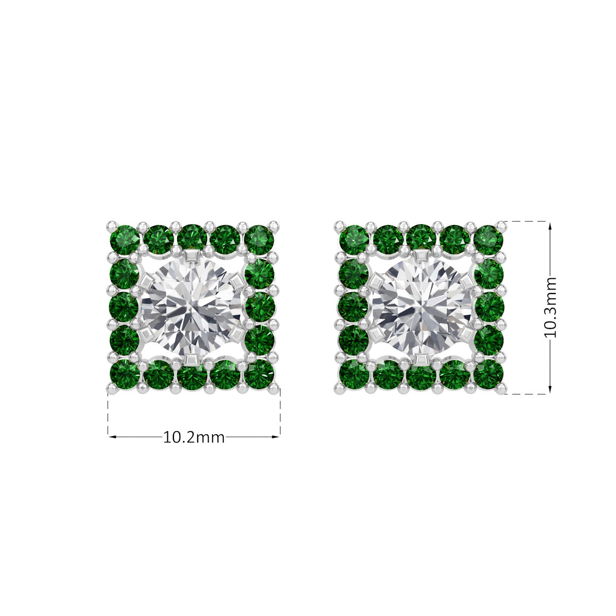 square emerald  bloom earring