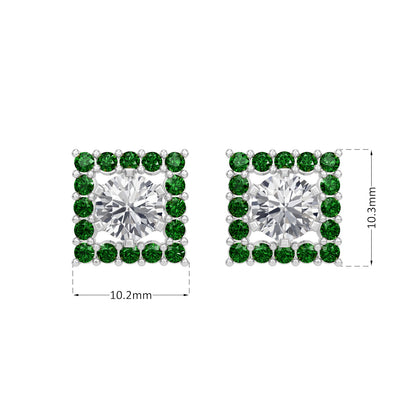 Square Emerald  Bloom Earring