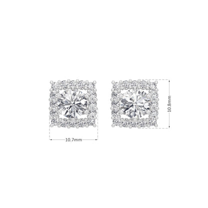 Square Halo Solitaires Earring