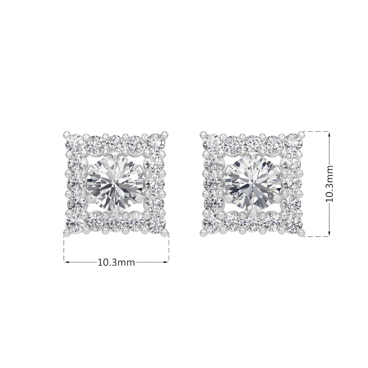 square halo solitaires earring