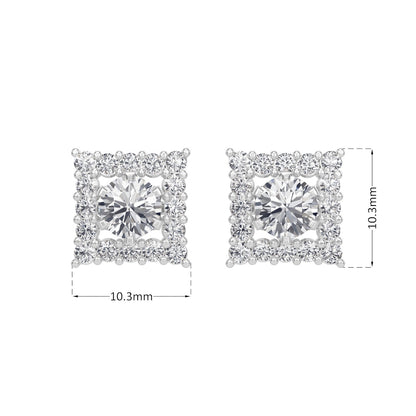 Square Halo Solitaires Earring