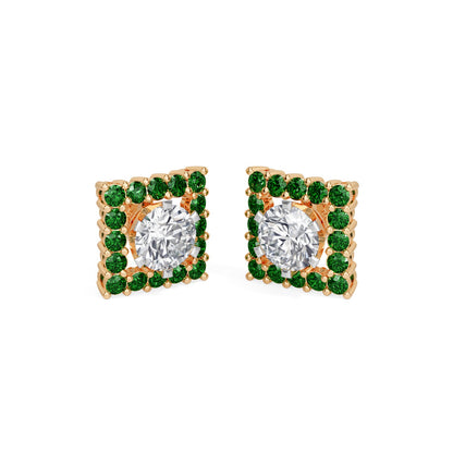 Square Emerald  Bloom Earring
