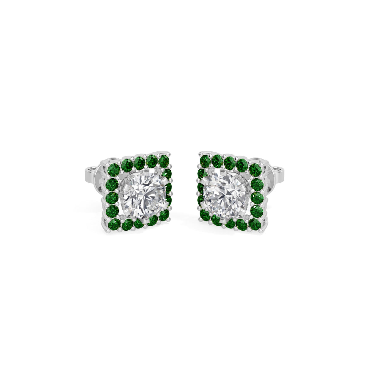 square emerald bloom earring