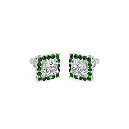 Square Emerald Bloom Earring