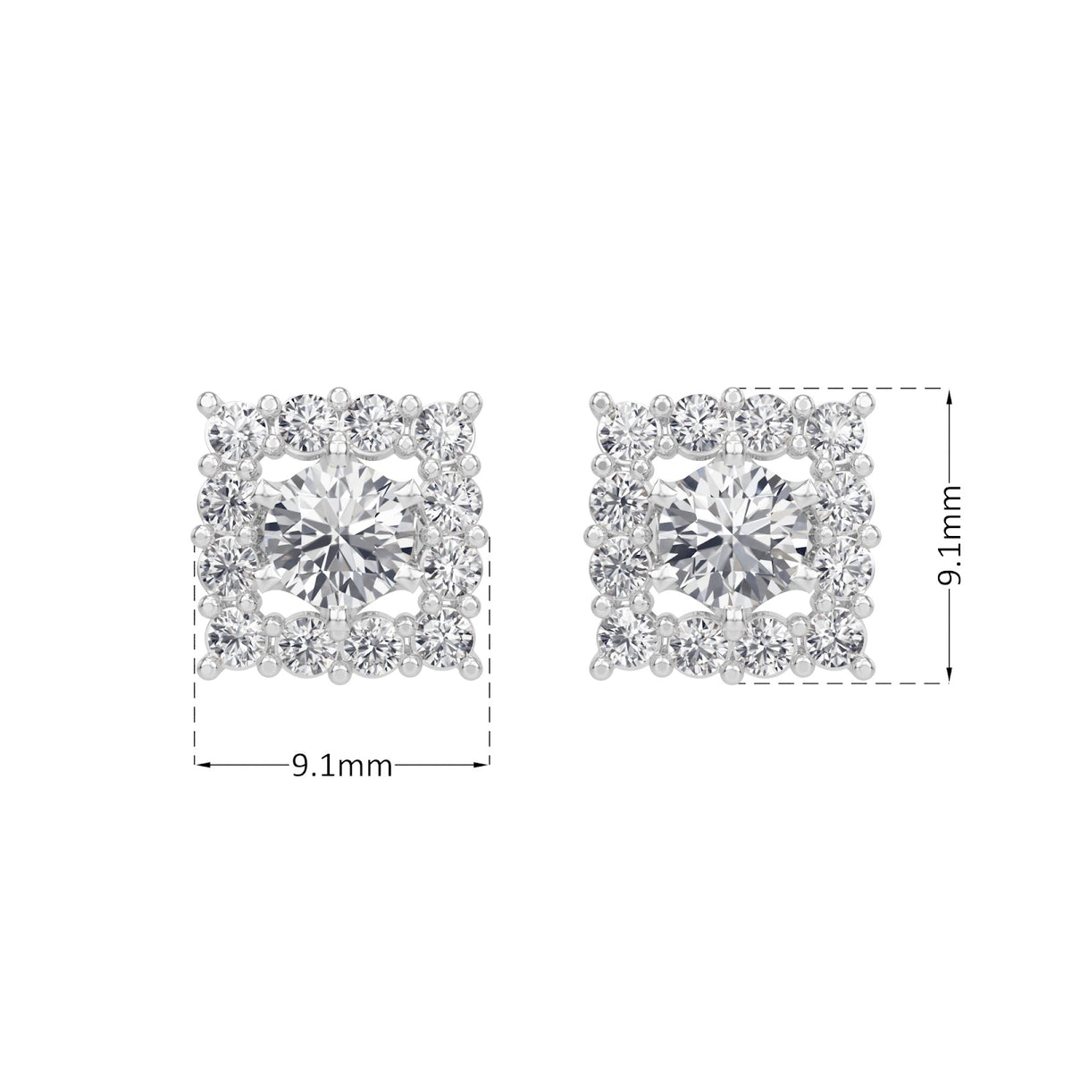 square halo solitaires earring