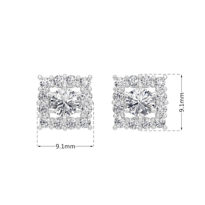 Square Halo Solitaires Earring