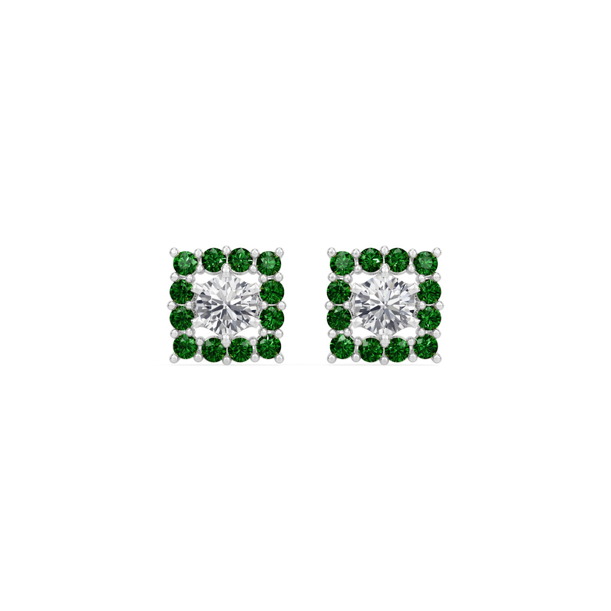 square emerald bloom earring