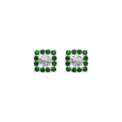 Square Emerald Bloom Earring