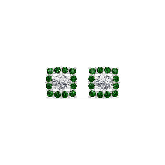 Square Emerald Bloom Earring