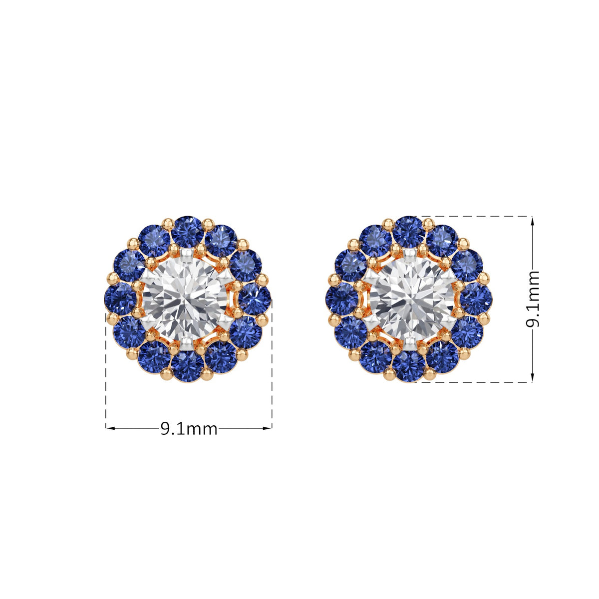 sapphire halo earring