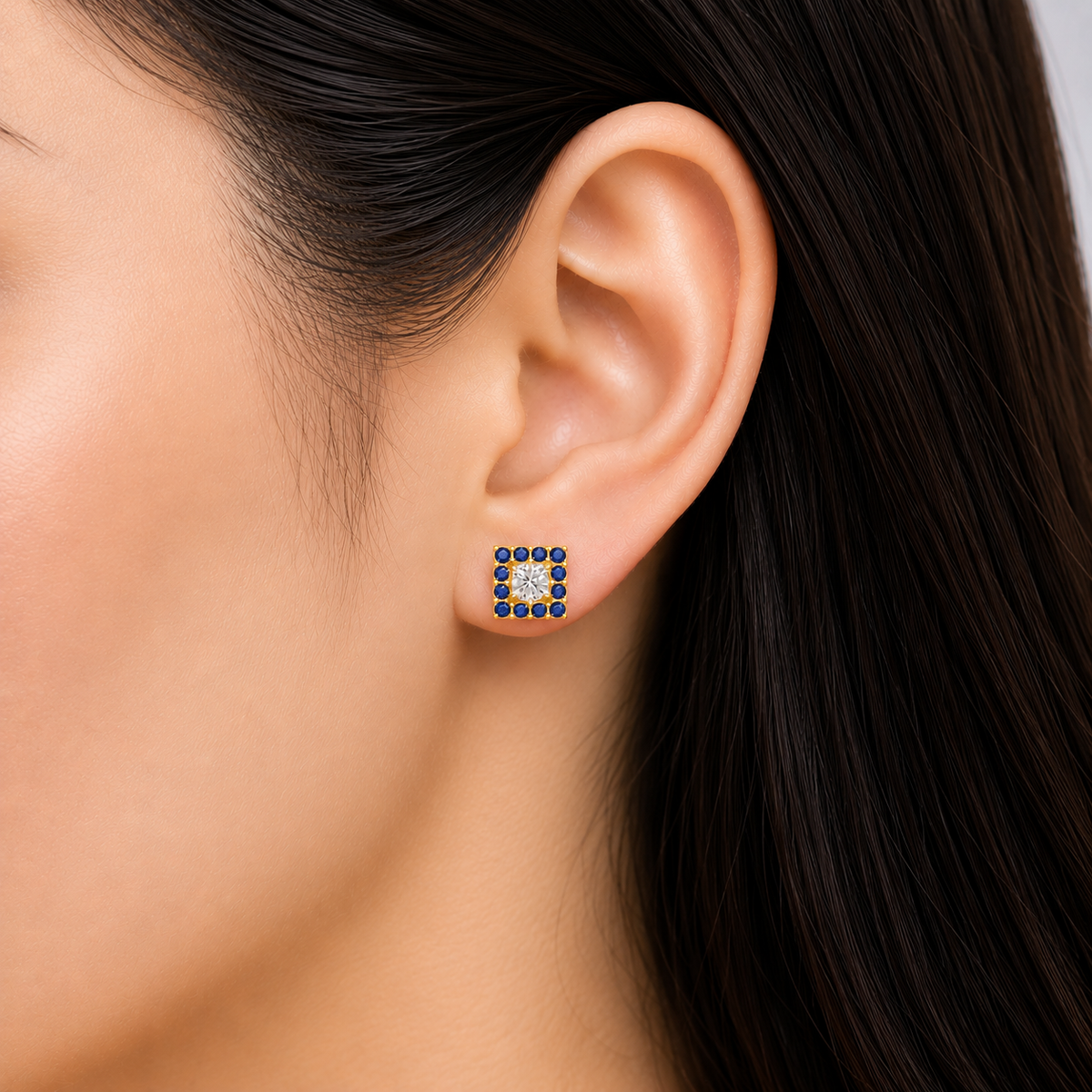 sapphire halo earring
