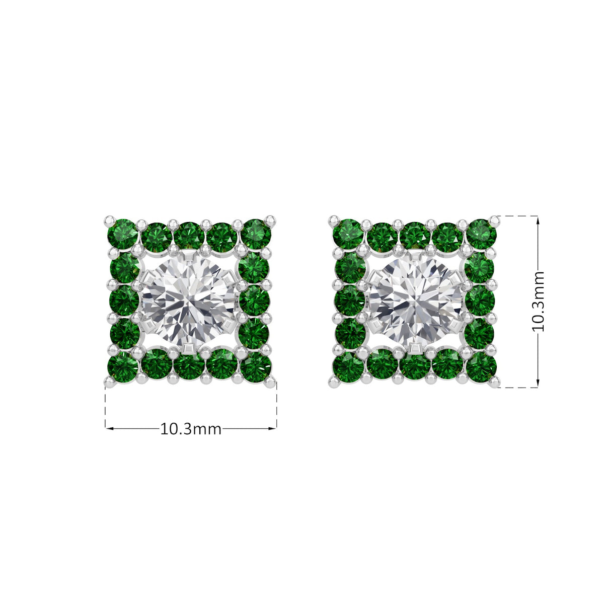 square emerald bloom earring