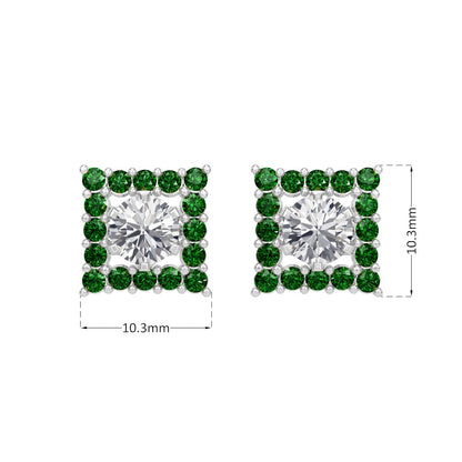 Square Emerald Bloom Earring