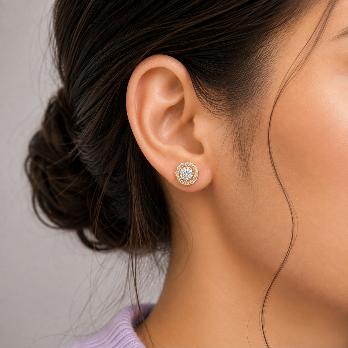 classic halo solitaires earring
