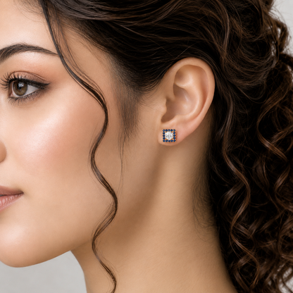 Sapphire Halo Earring