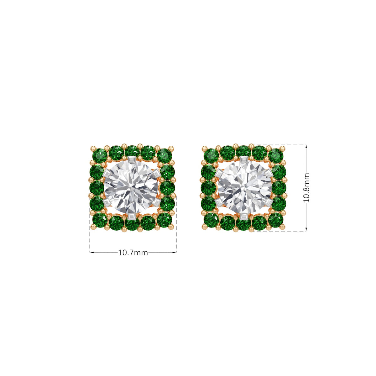 square emerald bloom earring