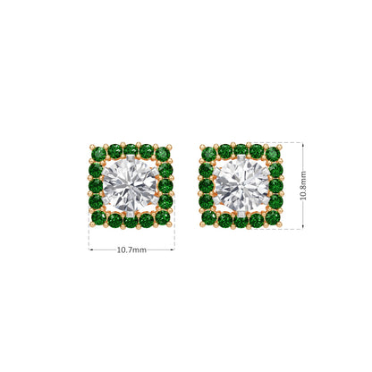 Square Emerald Bloom Earring