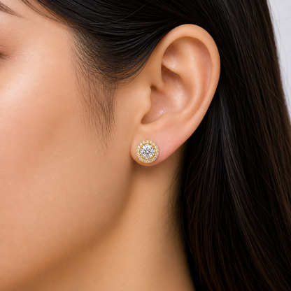 Classic Halo Solitaires Earring