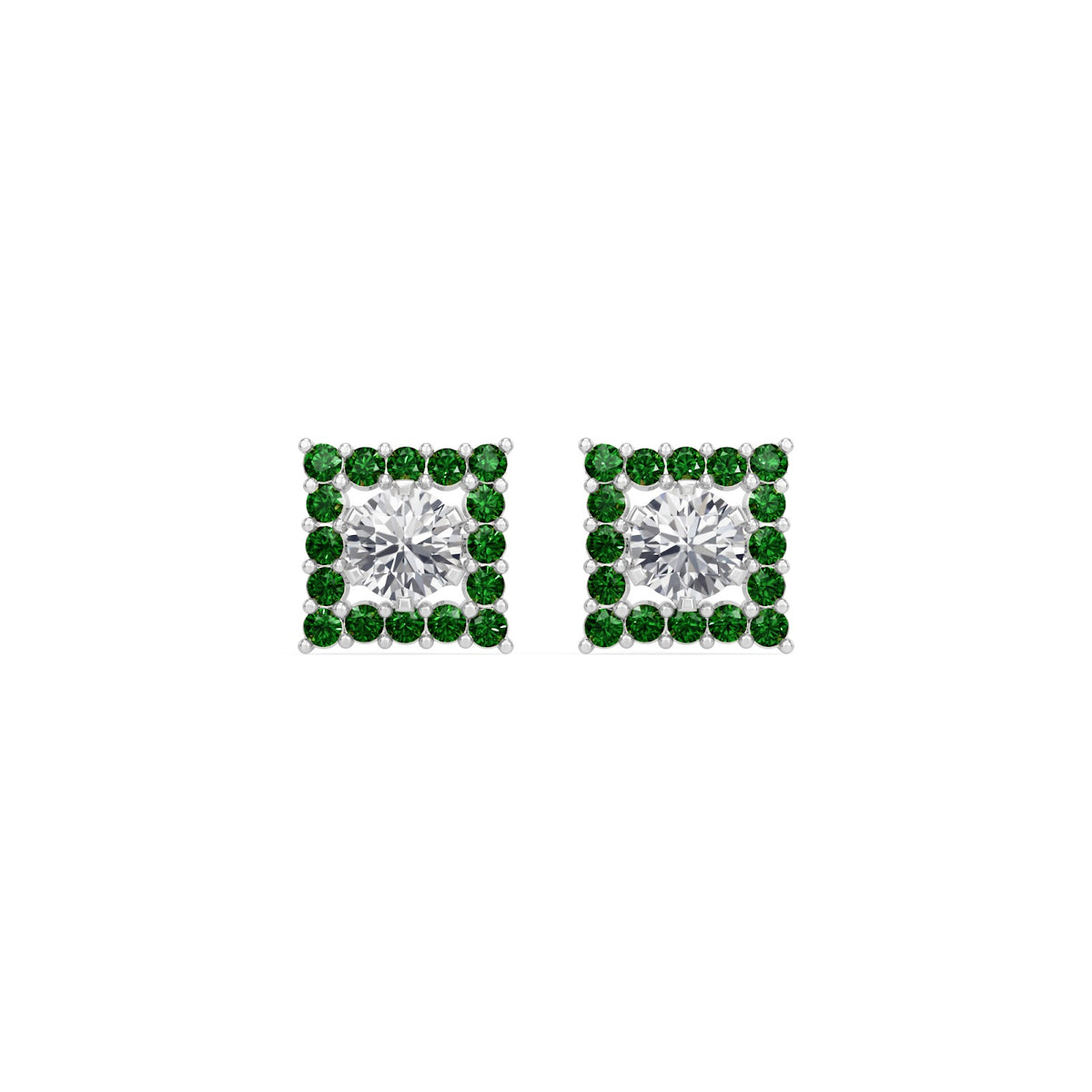 square emerald bloom earring