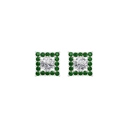 Square Emerald Bloom Earring