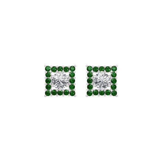 Square Emerald Bloom Earring