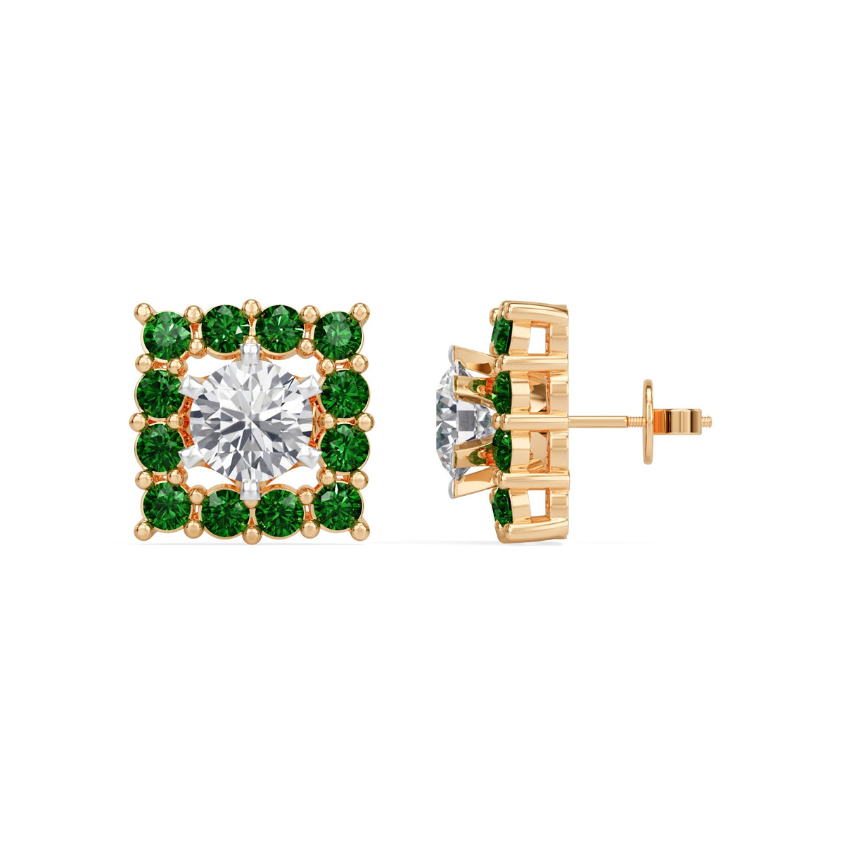 square emerald bloom earring